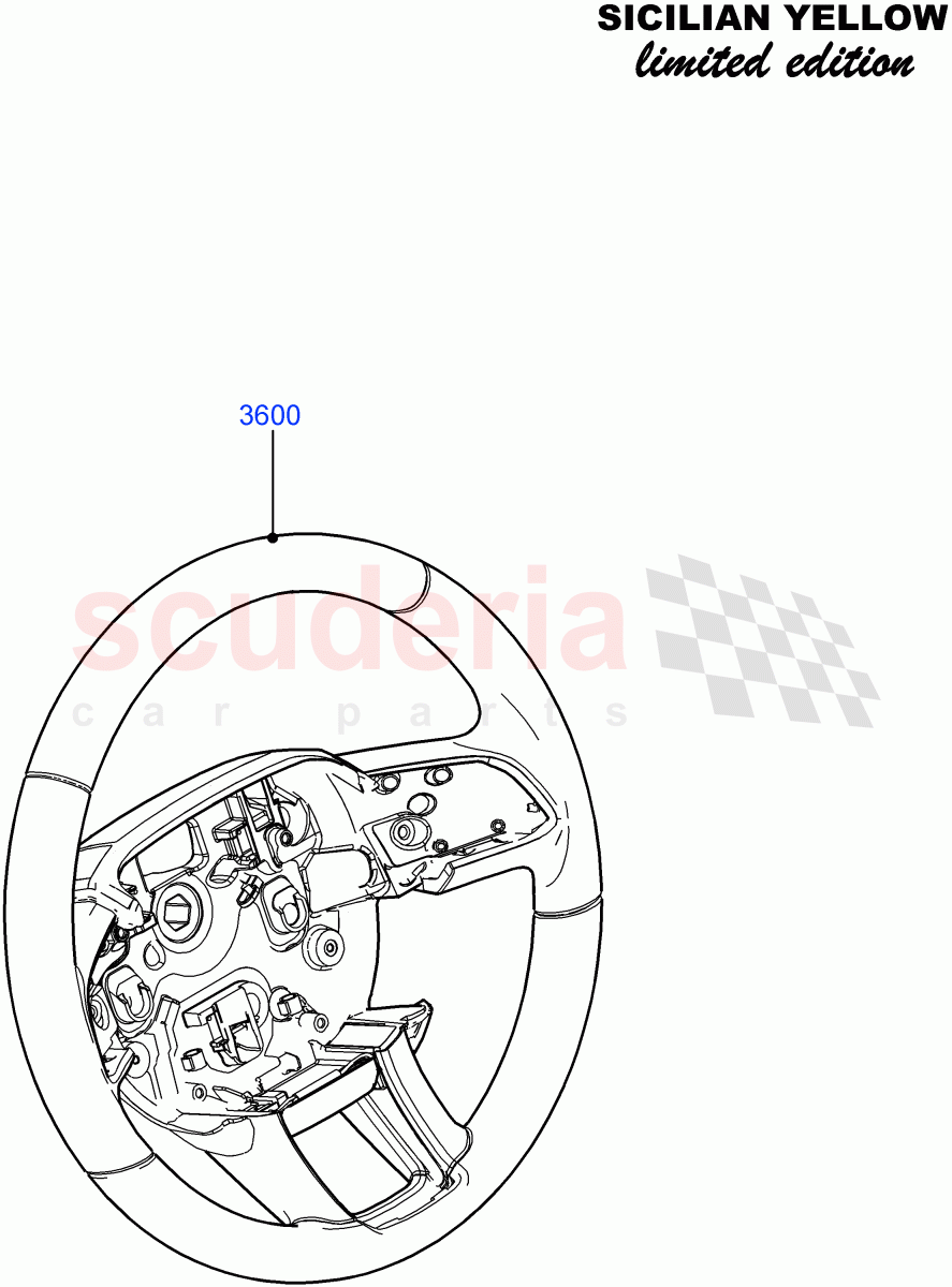 Steering Wheel (Sicilian Yellow Limited Edition, Halewood (UK)) ((V) FROMDH000001) of Land Rover Land Rover Range Rover Evoque (2012-2018) [2.2 Single Turbo Diesel]