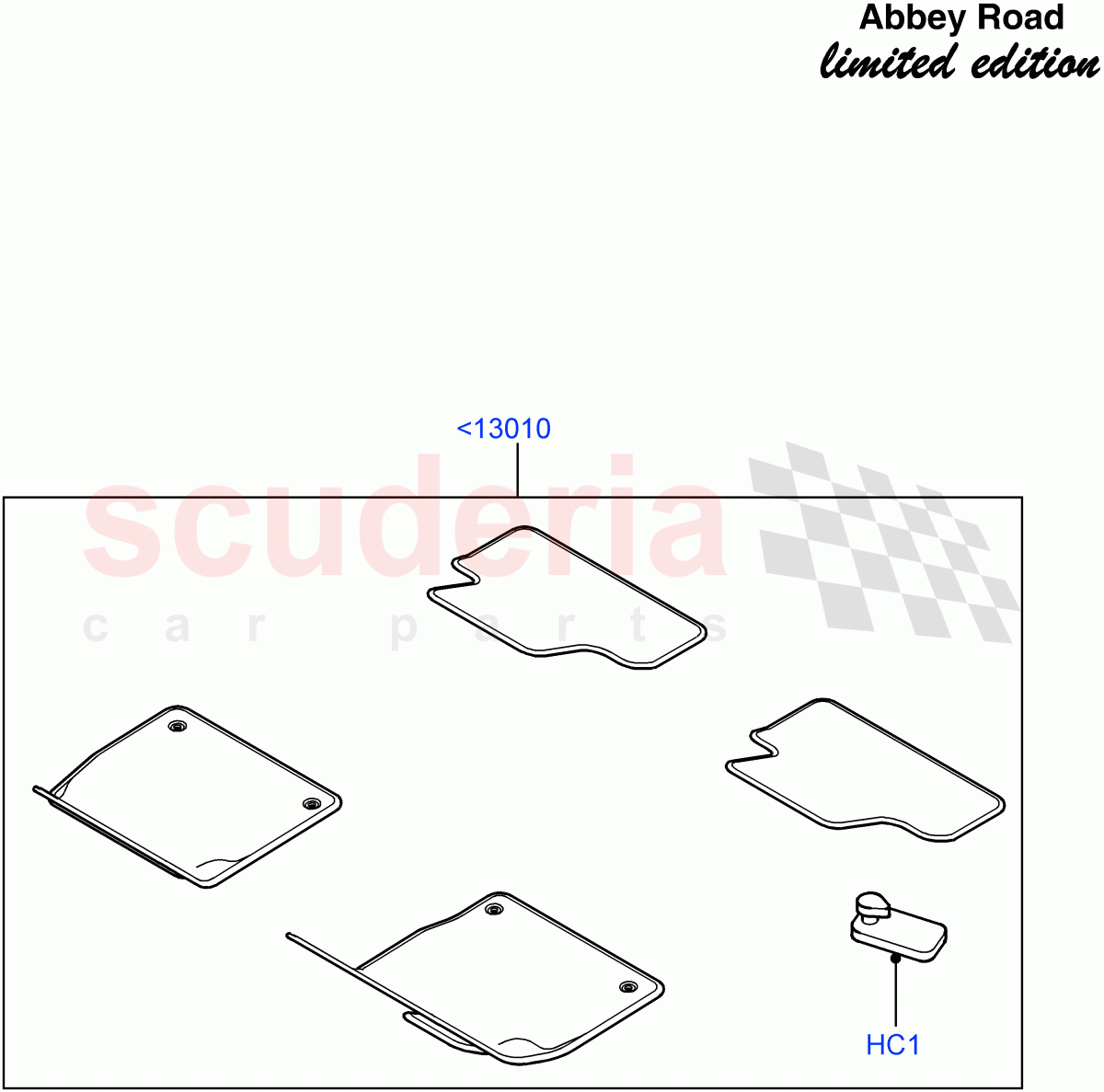 Floor Trim (Abbey Road LE) (Halewood (UK), Front Floor Mat - Red Nubuck Edge) ((V) FROMFH000001) of Land Rover Land Rover Range Rover Evoque (2012-2018) [2.0 Turbo Diesel]