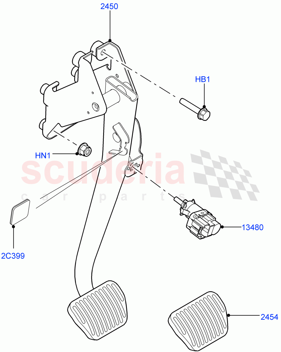 Brake And Clutch Controls (3.0 V6 Diesel, 8 Speed Auto Trans ZF 8HP70 4WD, 4.4L DOHC DITC V8 Diesel, 8 Speed Auto Trans ZF 8HP76, 3.0L AJ20D6 Diesel High) of Land Rover Land Rover Range Rover (2012-2021) [5.0 OHC SGDI SC V8 Petrol]