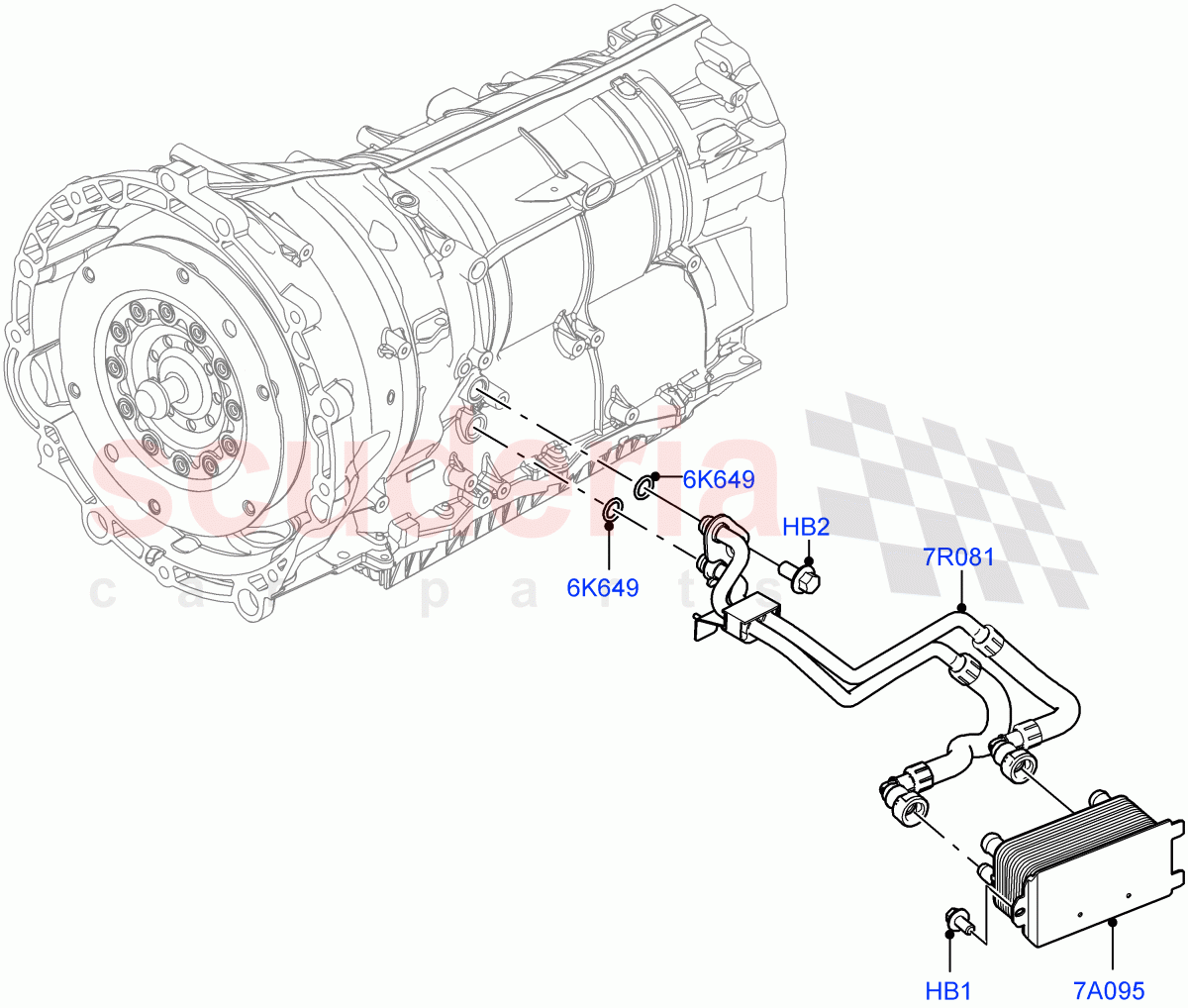 Transmission Cooling Systems (Nitra Plant Build) (3.0L AJ20P6 Petrol High, 8 Speed Auto Trans ZF 8HP76, 3.0L AJ20D6 Diesel High) of Land Rover Land Rover Discovery 5 (2017+) [3.0 Diesel 24V DOHC TC]