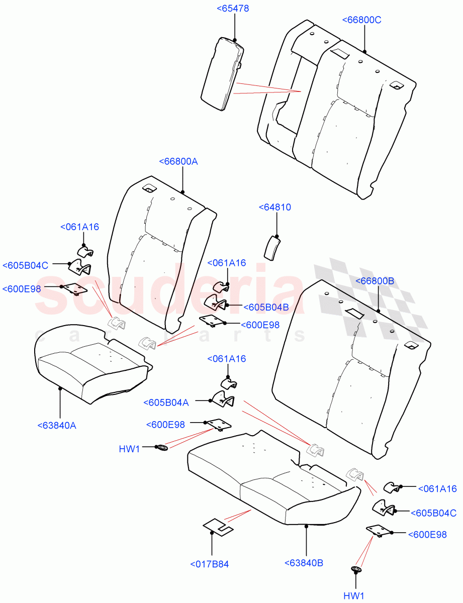 Rear Seat Pads/Valances & Heating (Halewood (UK), With 60/40 Split - Folding Rr Seat) ((V) TONH999999) of Land Rover Land Rover Discovery Sport (2015+) [2.0 Turbo Petrol GTDI]