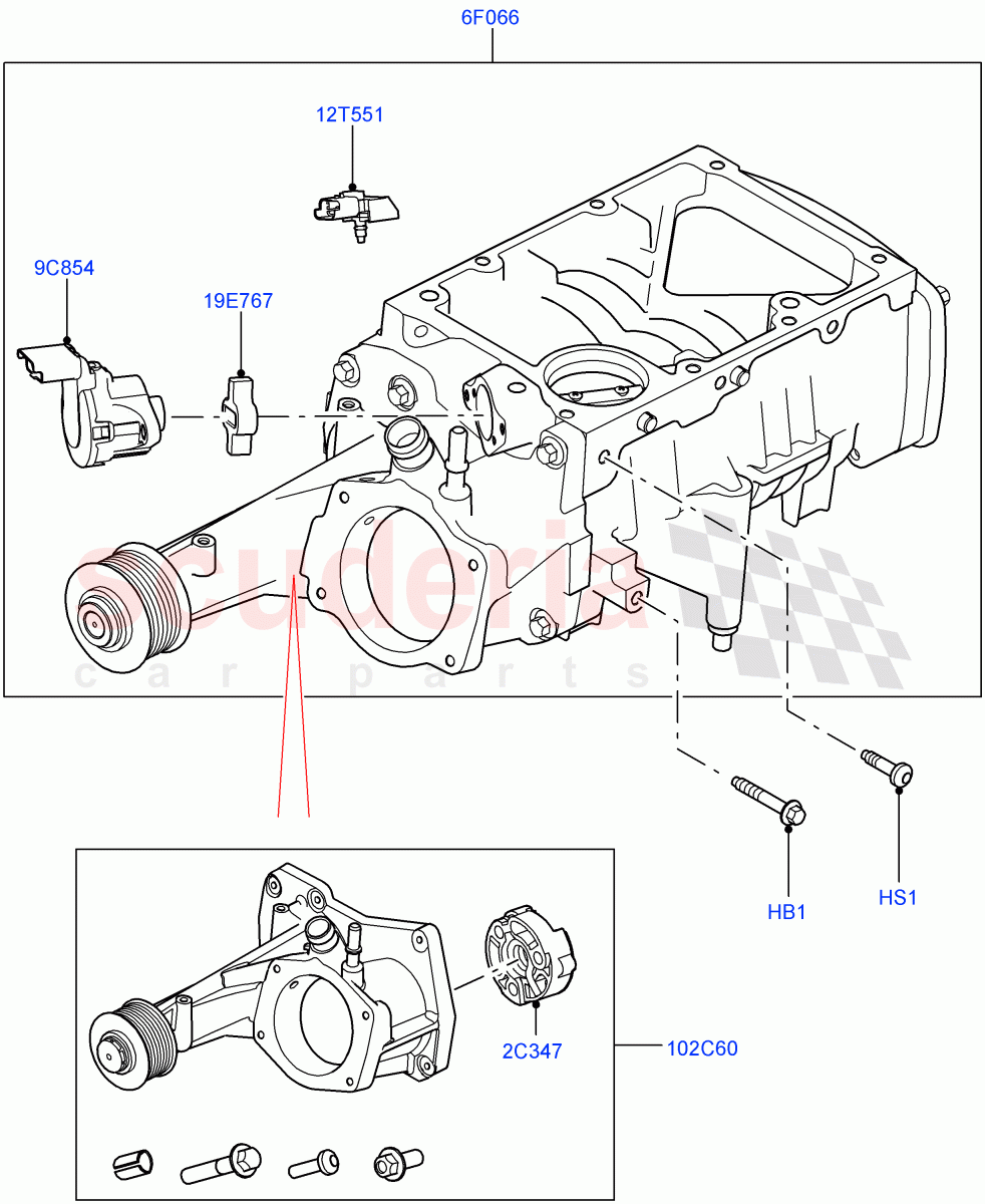 Supercharger (Solihull Plant Build) (3.0L DOHC GDI SC V6 PETROL) ((V) FROMEA000001) of Land Rover Land Rover Discovery 5 (2017+) [3.0 DOHC GDI SC V6 Petrol]