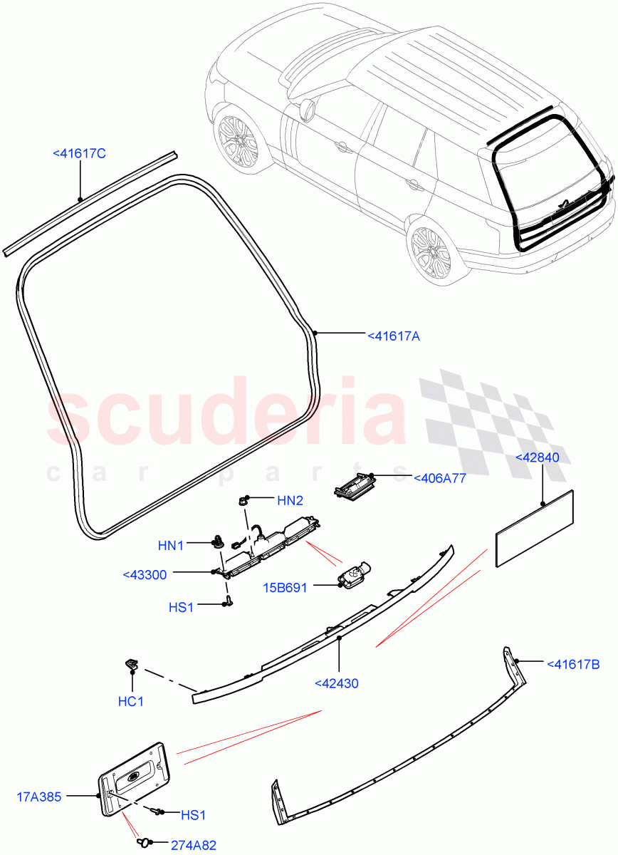 Luggage Compartment Door (Finisher And Seals) ((V) TOHA999999) of Land Rover Land Rover Range Rover (2012-2021) [2.0 Turbo Petrol AJ200P]