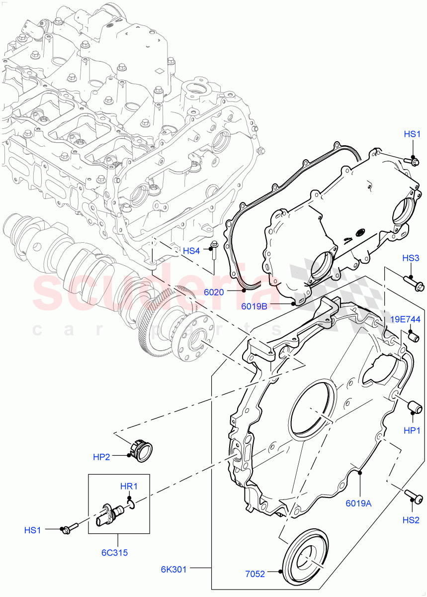 Timing Gear Covers (Nitra Plant Build) (2.0L I4 High DOHC AJ200 Petrol) ((V) FROMK2000001) of Land Rover Land Rover Defender (2020+) [2.0 Turbo Petrol AJ200P]