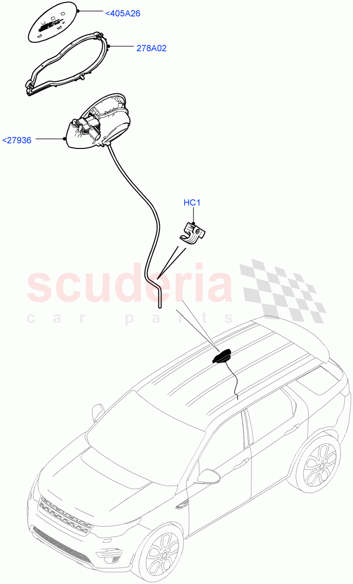 Fuel Tank Filler Door And Controls (Changsu (China)) ((V) FROMFG000001) of Land Rover Land Rover Discovery Sport (2015+) [1.5 I3 Turbo Petrol AJ20P3]