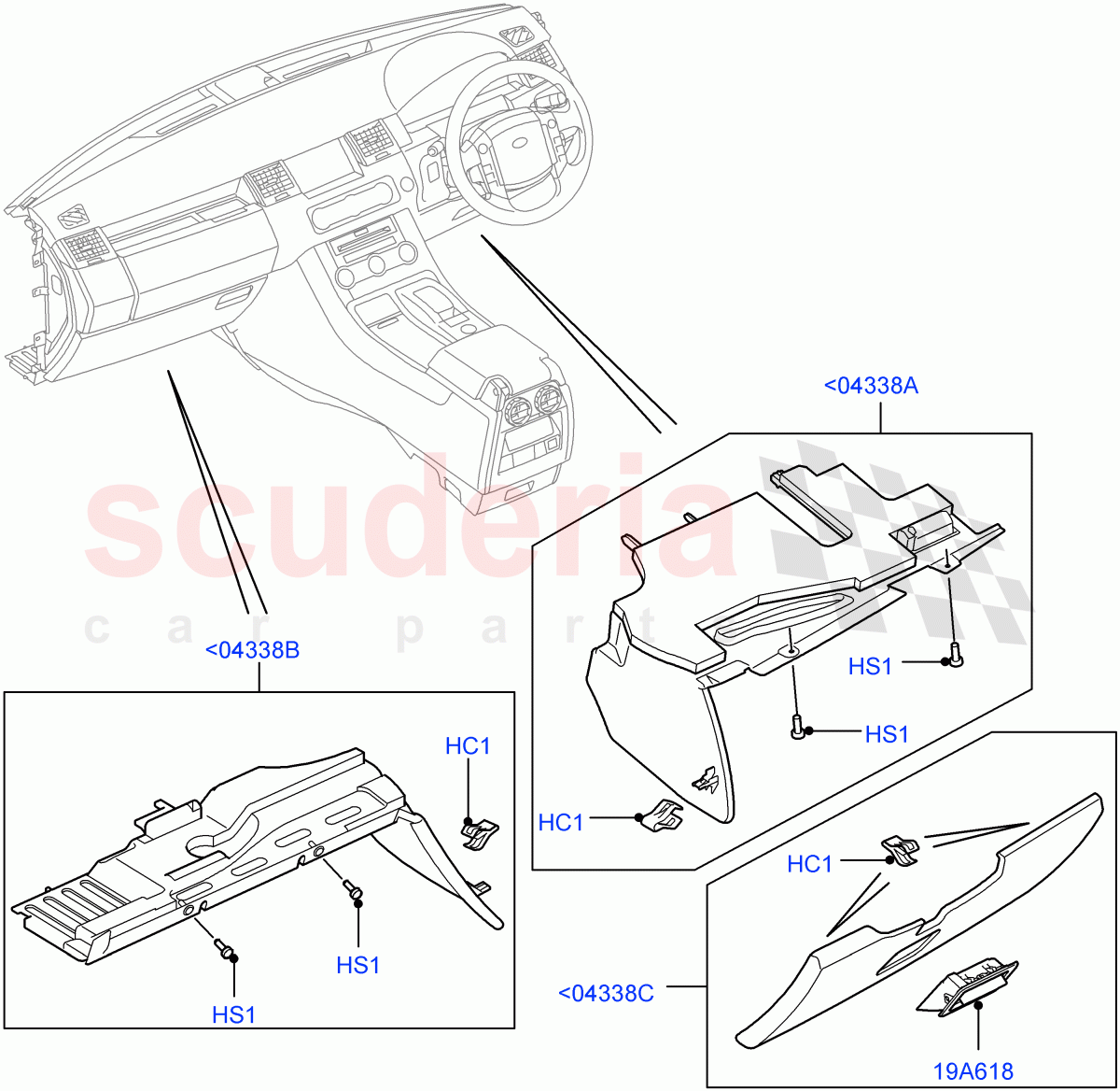 Instrument Panel (Lower) ((V) FROMAA000001) of Land Rover Land Rover Range Rover Sport (2010-2013) [5.0 OHC SGDI NA V8 Petrol]