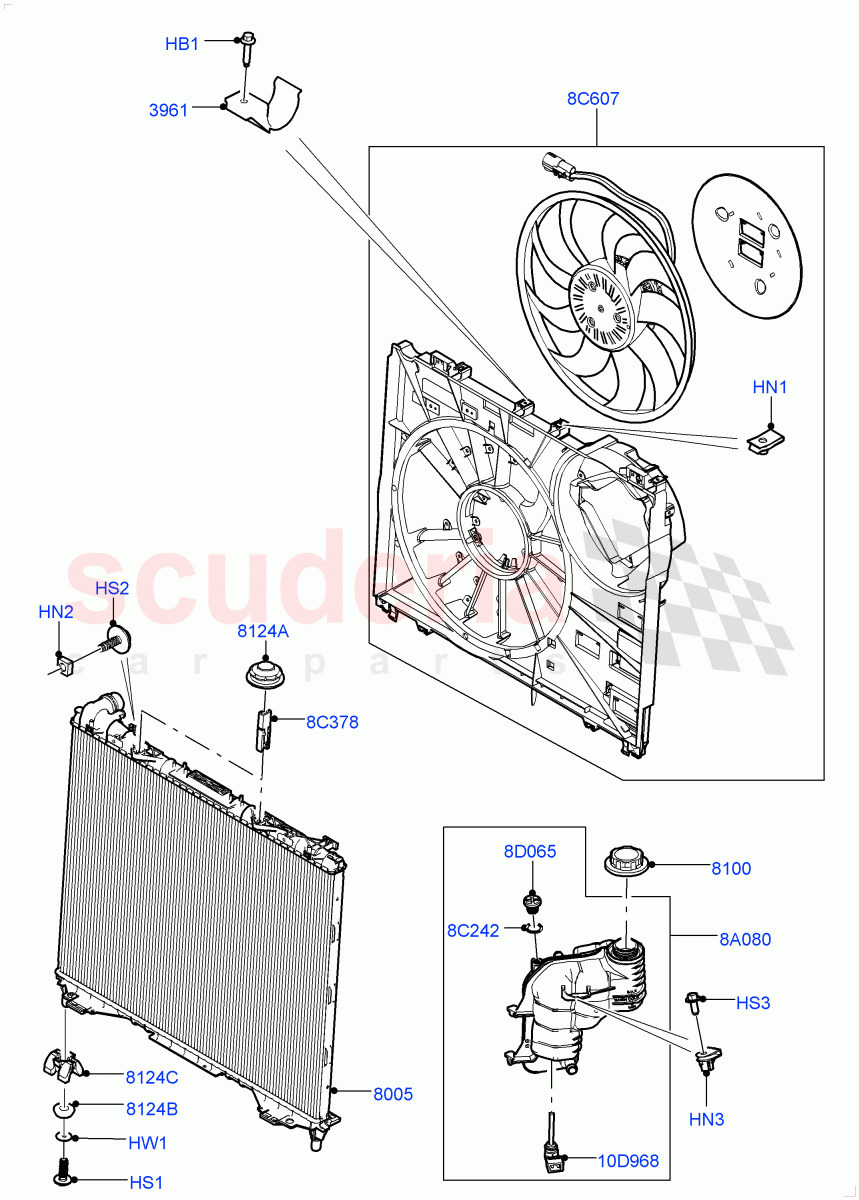 Radiator/Coolant Overflow Container (2.0L 16V TIVCT T/C 240PS Petrol) of Land Rover Land Rover Range Rover (2012-2021) [2.0 Turbo Petrol GTDI]