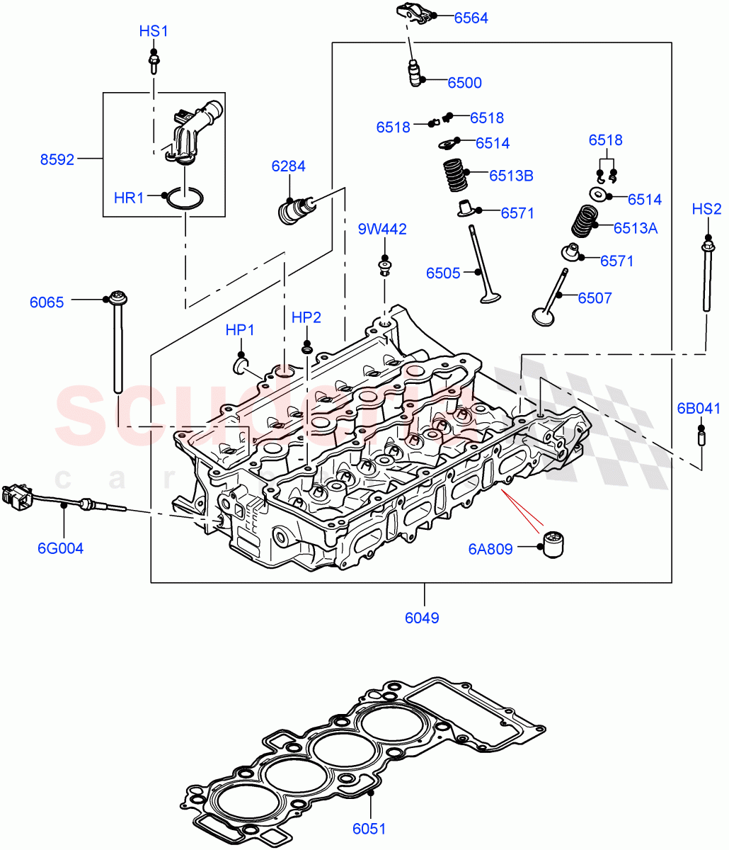 Cylinder Head (Solihull Plant Build) (2.0L AJ200P Hi PHEV, 2.0L I4 High DOHC AJ200 Petrol, 2.0L I4 Mid DOHC AJ200 Petrol) ((V) FROMHA000001) of Land Rover Land Rover Range Rover Velar (2017+) [2.0 Turbo Petrol AJ200P]