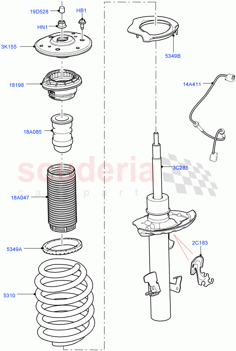 Front Suspension Struts And Springs (Changsu (China)) ((V) FROMFG000001) of Land Rover Land Rover Discovery Sport (2015+) [1.5 I3 Turbo Petrol AJ20P3]