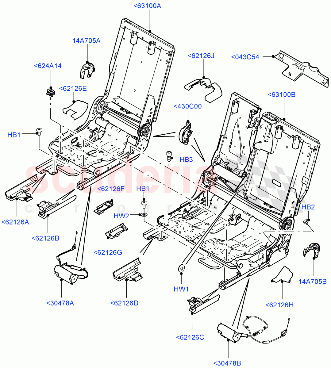 Rear Seat Base (Itatiaia (Brazil), 60/40 Load Through With Slide) ((V) FROMGT000001) of Land Rover Land Rover Discovery Sport (2015+) [2.0 Turbo Petrol GTDI]