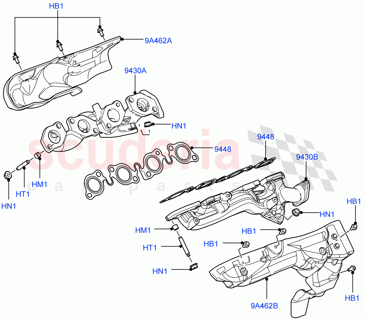 Exhaust Manifold (3.6L V8 32V DOHC EFi Diesel Lion) ((V) FROMAA000001) of Land Rover Land Rover Range Rover Sport (2010-2013) [3.6 V8 32V DOHC EFI Diesel]