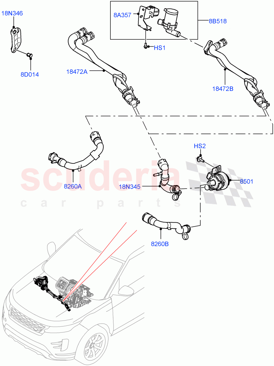 Heater Hoses (2.0L AJ21D4 Diesel Mid, Itatiaia (Brazil)) of Land Rover Land Rover Range Rover Evoque (2019+) [2.0 Turbo Diesel]