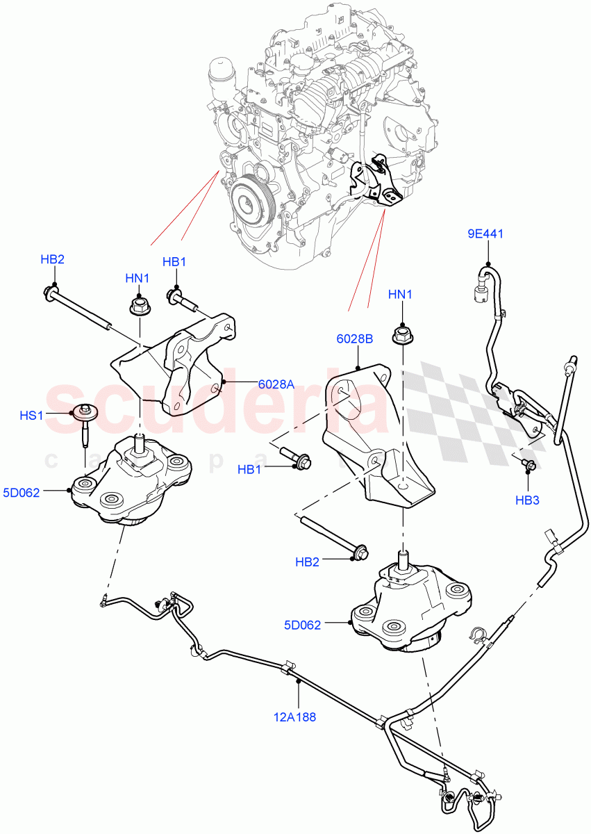 Engine Mounting (2.0L I4 DSL HIGH DOHC AJ200) ((V) FROMHA000001) of Land Rover Land Rover Range Rover Sport (2014+) [2.0 Turbo Petrol GTDI]