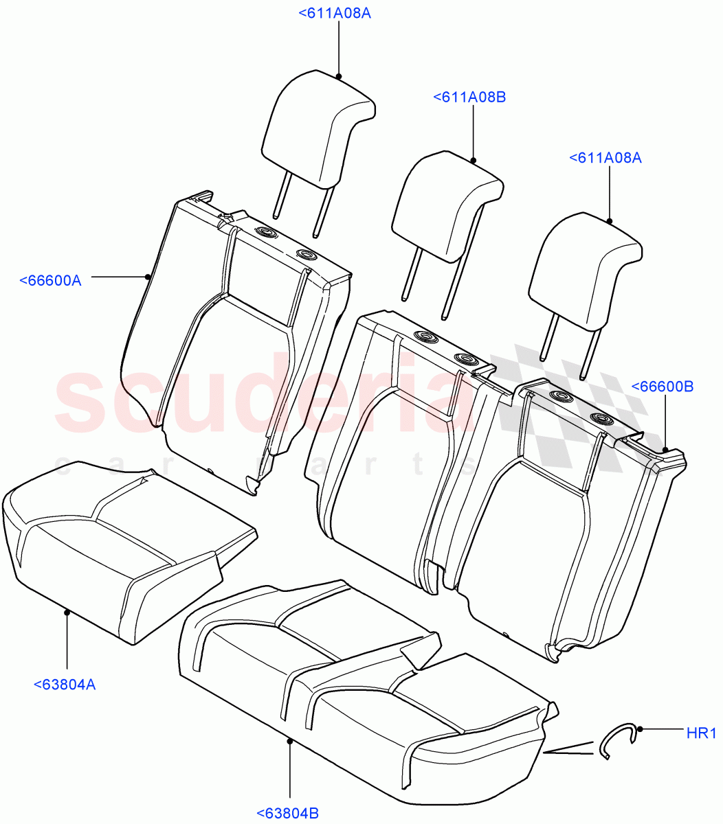 Rear Seat Covers (With 65/35 Split Fold Rear Seat) ((V) FROMAA000001) of Land Rover Land Rover Discovery 4 (2010-2016) [5.0 OHC SGDI NA V8 Petrol]