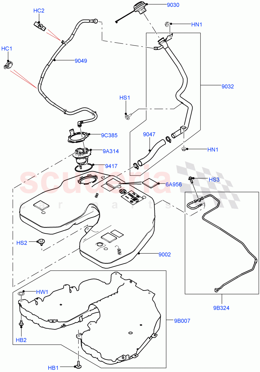 Fuel Tank & Related Parts (2.0L 16V TIVCT T/C 240PS Petrol) of Land Rover Land Rover Range Rover (2012-2021) [2.0 Turbo Petrol GTDI]