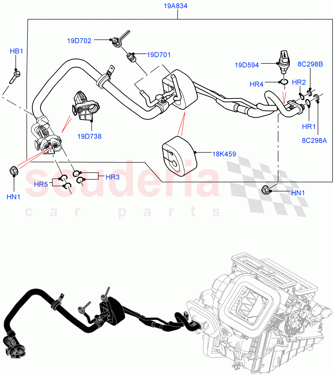Air Conditioning System (Halewood (UK), Less Chiller Unit, Air Con Refrigerant-HF01234YF) ((V) TOFH999999) of Land Rover Land Rover Discovery Sport (2015+) [2.0 Turbo Petrol AJ200P]