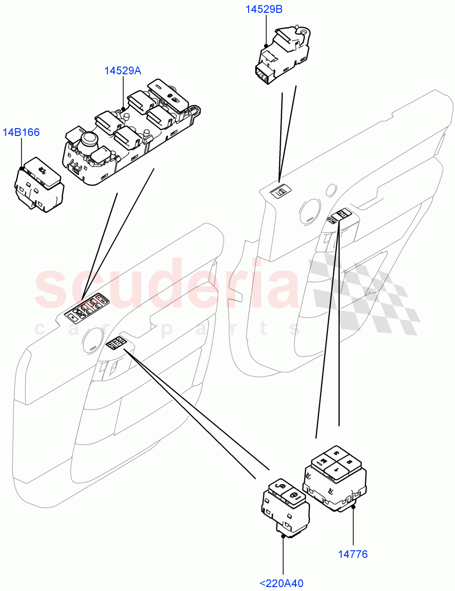 Switches (Front And Rear Doors) ((V) TOHA999999) of Land Rover Land Rover Range Rover (2012-2021) [5.0 OHC SGDI SC V8 Petrol]