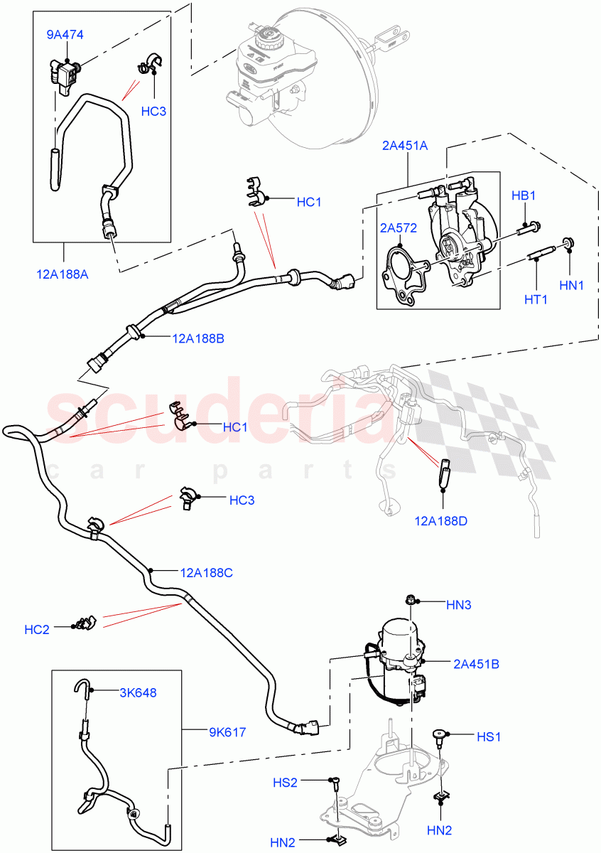 Vacuum Control And Air Injection (Vacuum Pump And Hoses) (3.0 V6 D Gen2 Mono Turbo, 8 Speed Auto Trans ZF 8HP70 HEV 4WD, RHD, 3.0 V6 D Gen2 Twin Turbo, 3.0 V6 Diesel Electric Hybrid Eng) ((V) FROMHA000001) of Land Rover Land Rover Range Rover (2012-2021) [3.0 Diesel 24V DOHC TC]