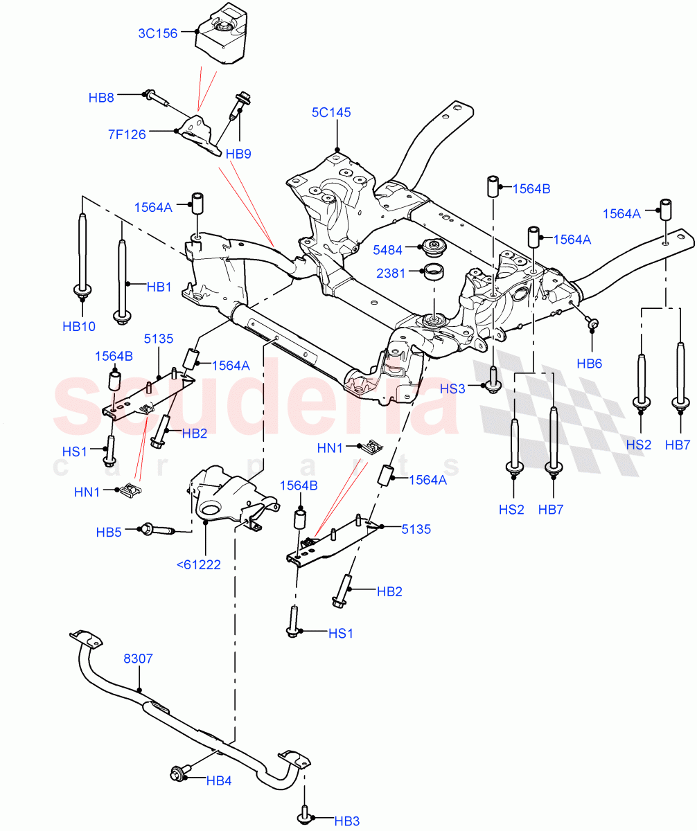 Front Cross Member & Stabilizer Bar (Crossmember) ((V) FROMJA000001) of Land Rover Land Rover Range Rover (2012-2021) [3.0 DOHC GDI SC V6 Petrol]
