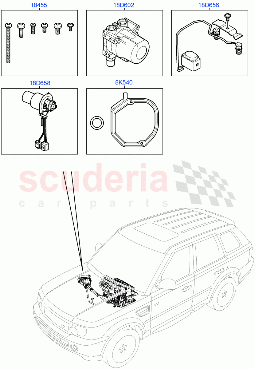 Auxiliary Fuel Fired Pre-Heater (Page B) (With Fuel Fired Heater) ((V) TO9A999999) of Land Rover Land Rover Range Rover Sport (2005-2009) [4.4 AJ Petrol V8]