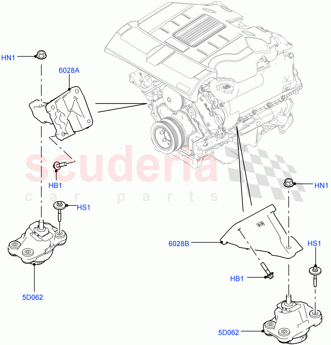 Engine Mounting (5.0L OHC SGDI NA V8 Petrol - AJ133, 3.0L DOHC GDI SC V6 PETROL, 5.0L OHC SGDI SC V8 Petrol - AJ133, 5.0L P AJ133 DOHC CDA S/C Enhanced, 5.0 Petrol AJ133 DOHC CDA) of Land Rover Land Rover Range Rover (2012-2021) [4.4 DOHC Diesel V8 DITC]