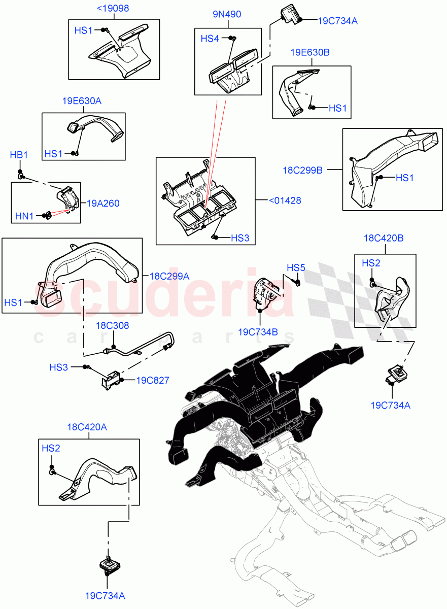 Air Vents, Louvres And Ducts (Internal Components, 1st Row) (Halewood (UK)) ((V) FROMLH000001) of Land Rover Land Rover Discovery Sport (2015+) [2.0 Turbo Diesel AJ21D4]