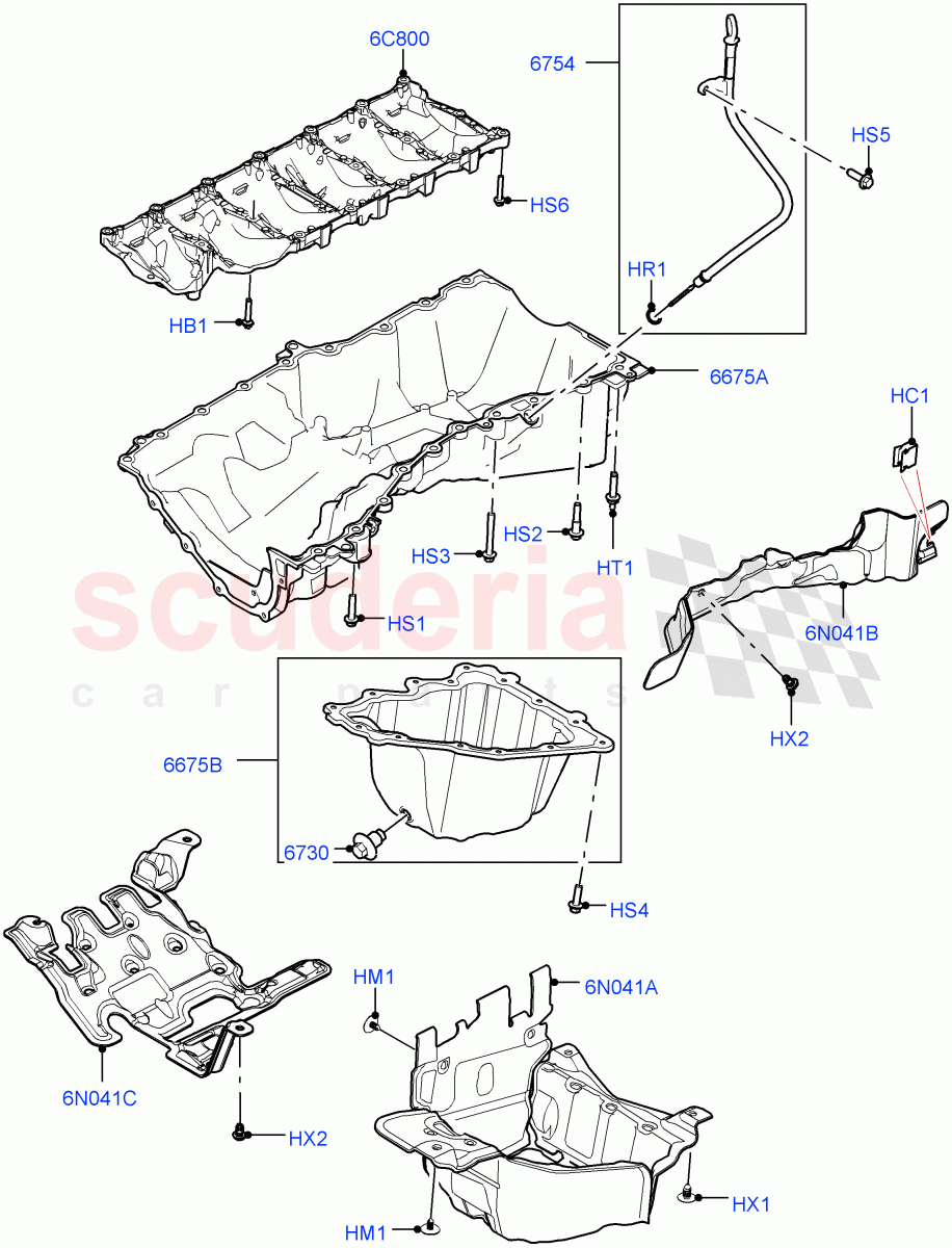 Oil Pan/Oil Level Indicator (Nitra Plant Build) (3.0L AJ20D6 Diesel High) ((V) FROMM2000001) of Land Rover Land Rover Discovery 5 (2017+) [3.0 I6 Turbo Diesel AJ20D6]