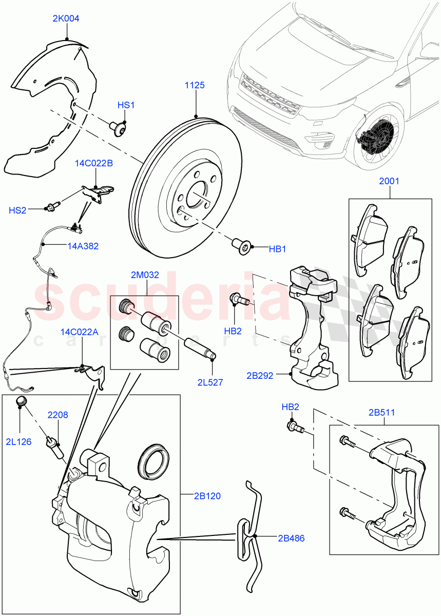 Front Brake Discs And Calipers (Changsu (China)) ((V) FROMFG000001) of Land Rover Land Rover Discovery Sport (2015+) [1.5 I3 Turbo Petrol AJ20P3]