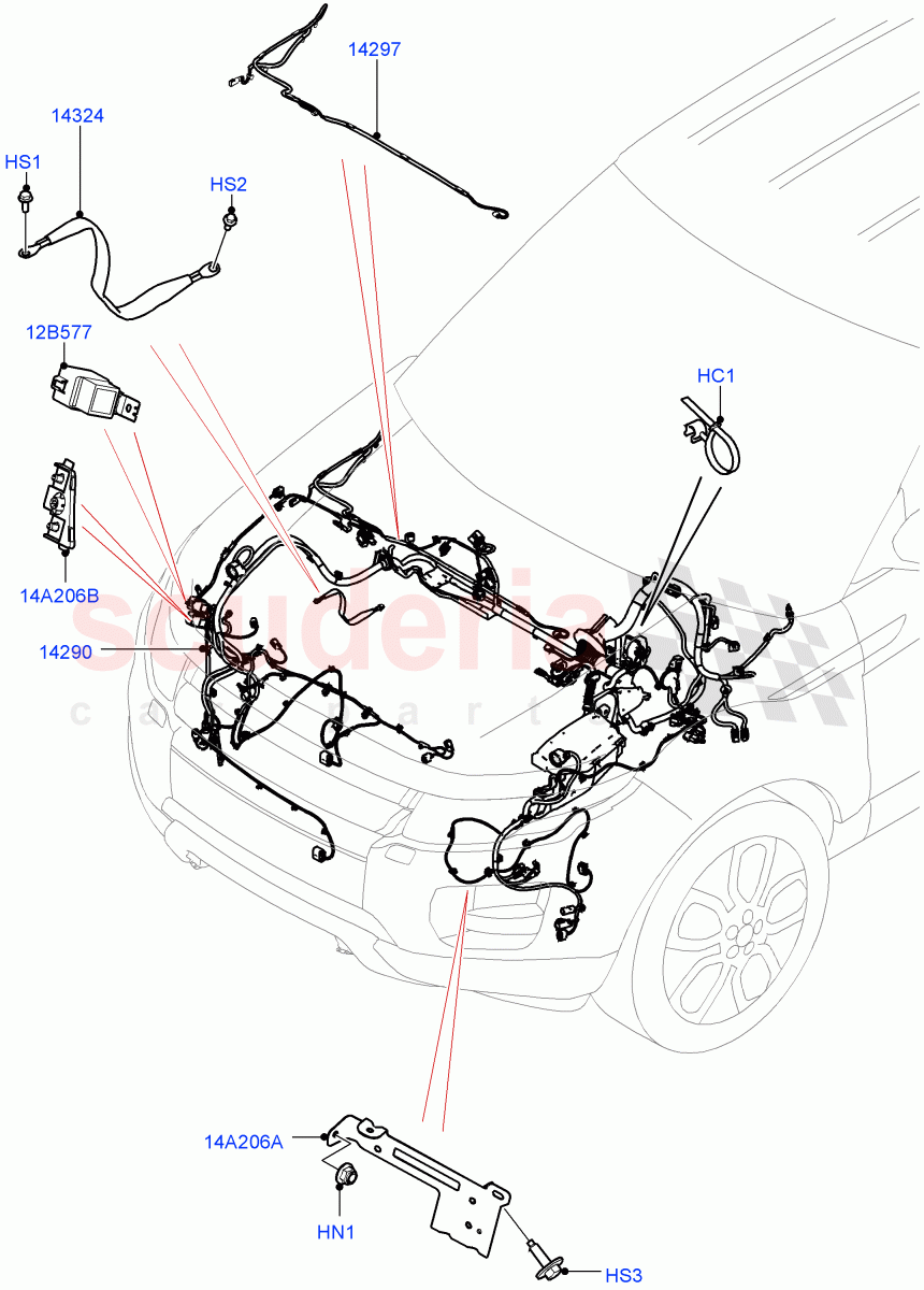 Electrical Wiring - Engine And Dash (Engine Compartment) (Halewood (UK)) ((V) FROMGH000001) of Land Rover Land Rover Range Rover Evoque (2012-2018) [2.0 Turbo Petrol AJ200P]