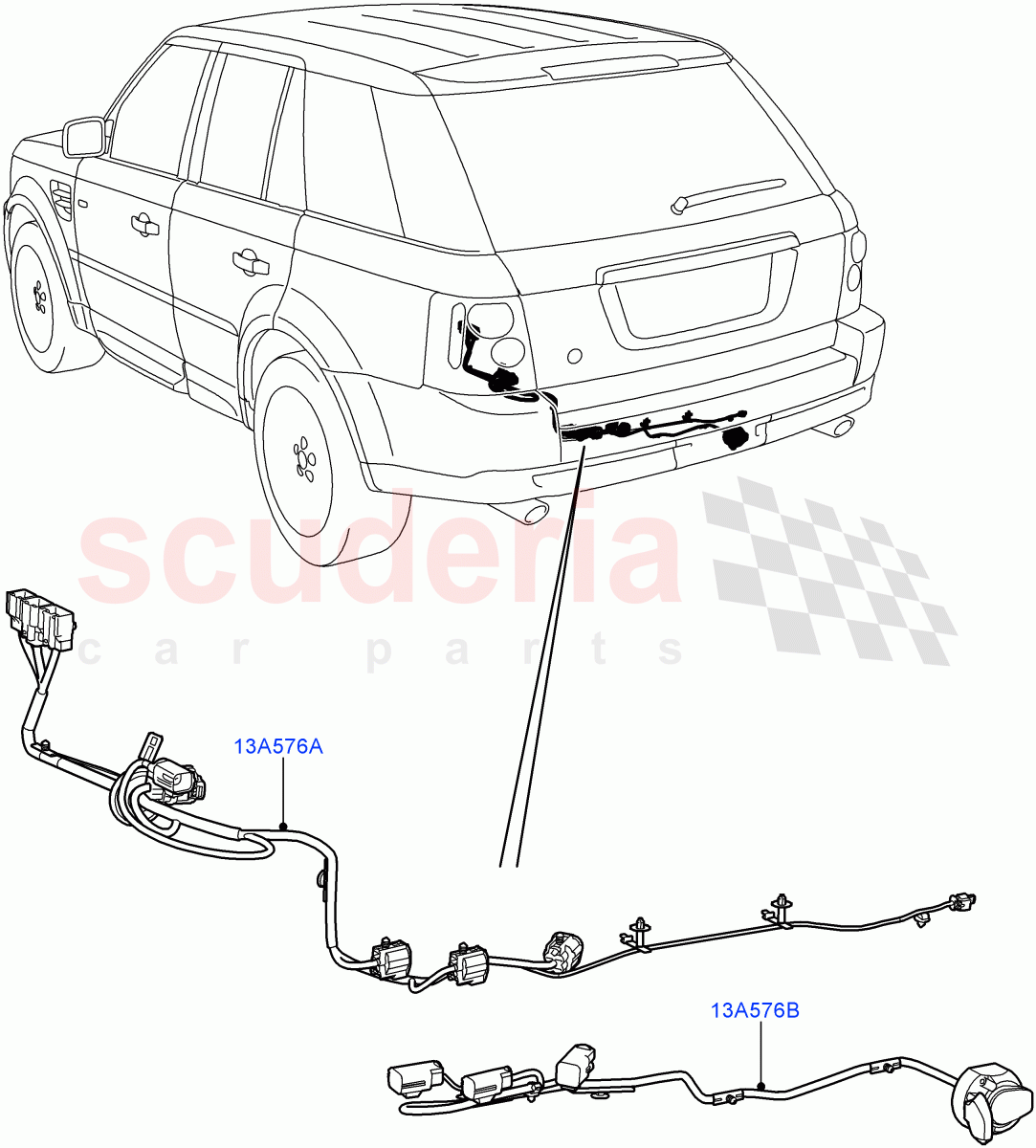 Electrical Wiring - Body And Rear (Towing) ((V) FROMAA000001) of Land Rover Land Rover Range Rover Sport (2010-2013) [5.0 OHC SGDI NA V8 Petrol]