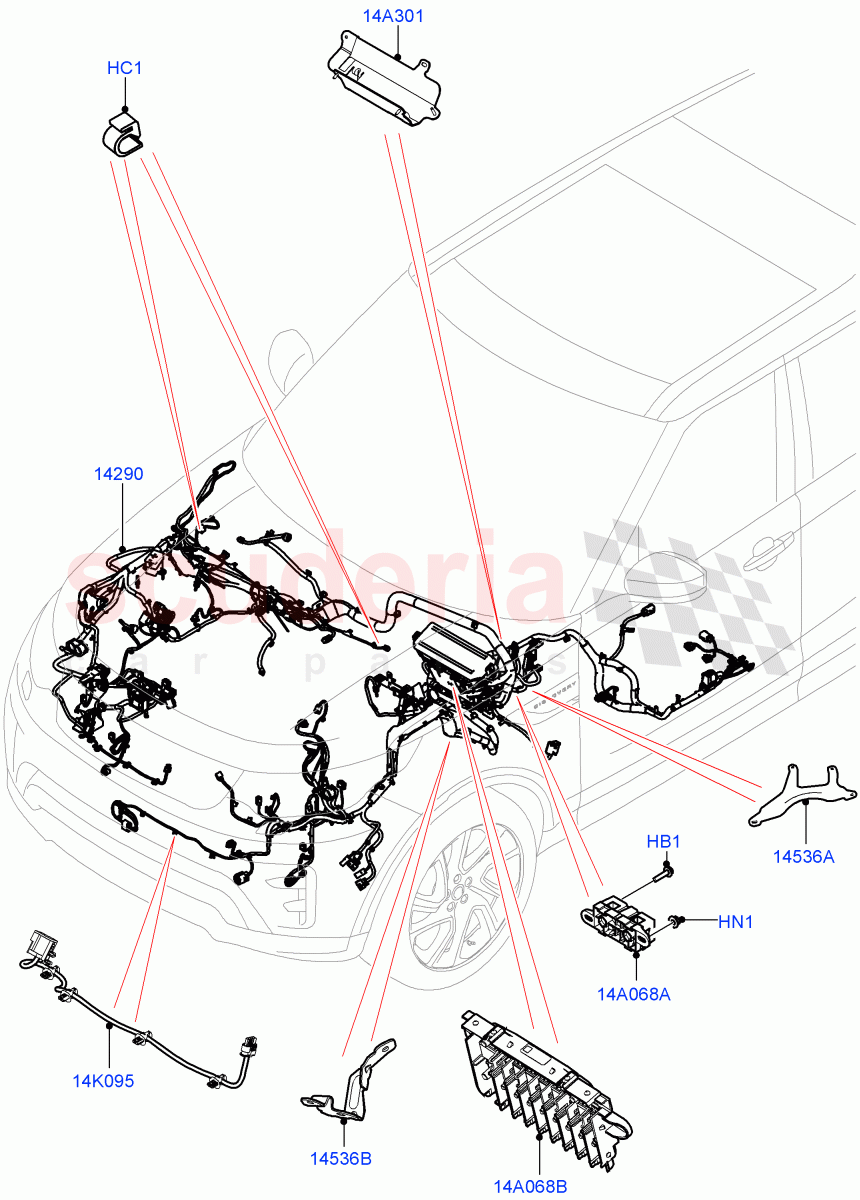 Engine Bay Harness (Nitra Plant Build) ((V) FROMK2000001) of Land Rover Land Rover Discovery 5 (2017+) [3.0 I6 Turbo Petrol AJ20P6]