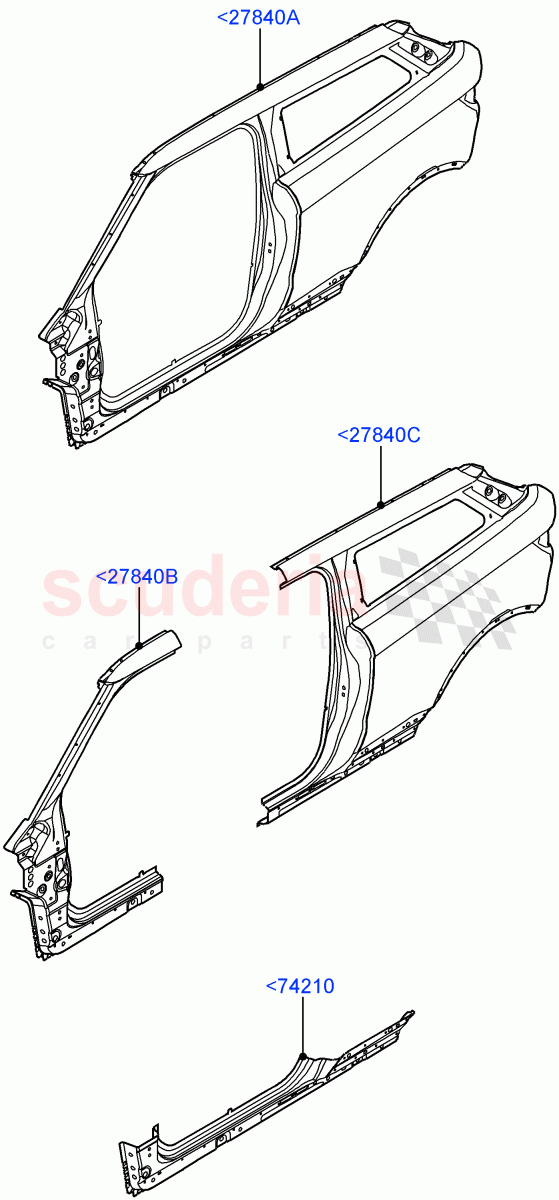Side Panels - Outer (3 Door, Halewood (UK)) of Land Rover Land Rover Range Rover Evoque (2012-2018) [2.2 Single Turbo Diesel]