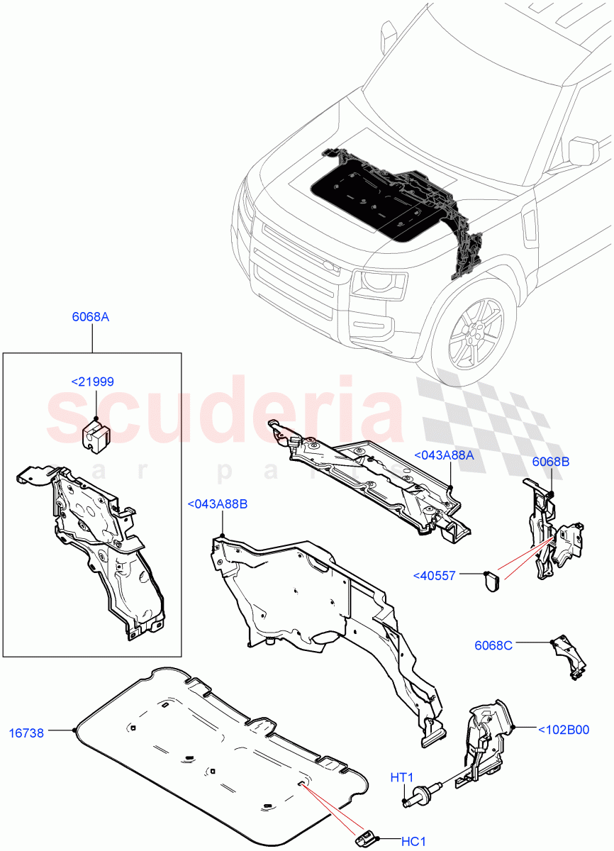 Insulators - Front (Engine Compartment) of Land Rover Land Rover Defender (2020+) [3.0 I6 Turbo Petrol AJ20P6]