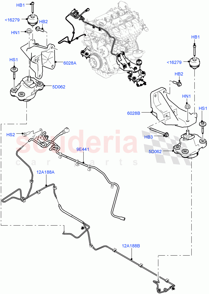 Engine Mounting (2.0L 16V TIVCT T/C 240PS Petrol) ((V) FROMFA000001) of Land Rover Land Rover Range Rover Sport (2014+) [3.0 Diesel 24V DOHC TC]