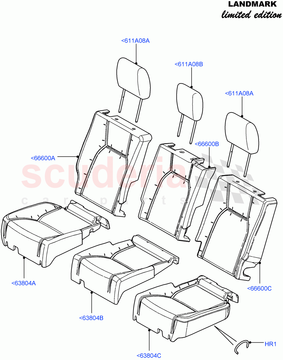 Rear Seat Covers (Landmark Limited Edition, With 35/30/35 Split Fold Rear Seat) ((V) FROMBA000001) of Land Rover Land Rover Discovery 4 (2010-2016) [4.0 Petrol V6]