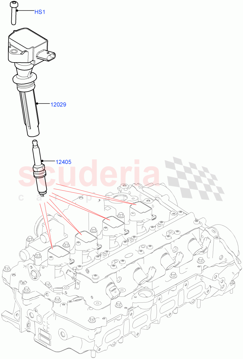 Ignition Coil And Wires/Spark Plugs (Nitra Plant Build) (2.0L I4 High DOHC AJ200 Petrol, 2.0L AJ200P Hi PHEV) ((V) FROMK2000001) of Land Rover Land Rover Defender (2020+) [2.0 Turbo Petrol AJ200P]