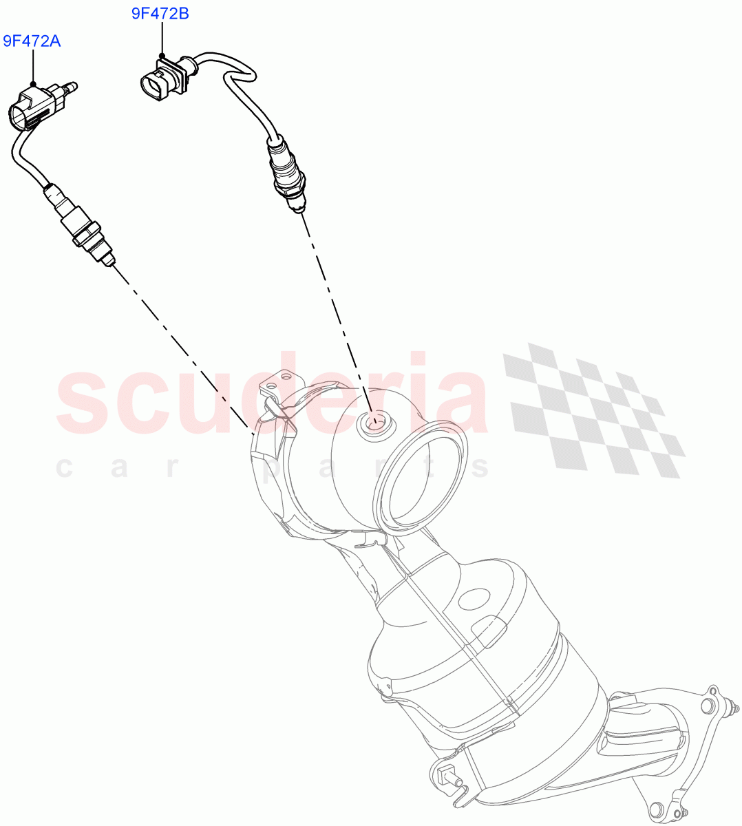 Exhaust Sensors And Modules (2.0L I4 Mid DOHC AJ200 Petrol, EU6 Emissions, 2.0L I4 High DOHC AJ200 Petrol, Proconve L6 Emissions, Euro Stage 4 Emissions, EU2, Stage V European Emissions, L6 Emission E100, 2.0L I4 Mid AJ200 Petrol E100) ((V) FROMJH000001) of Land Rover Land Rover Range Rover Evoque (2012-2018) [2.0 Turbo Petrol AJ200P]