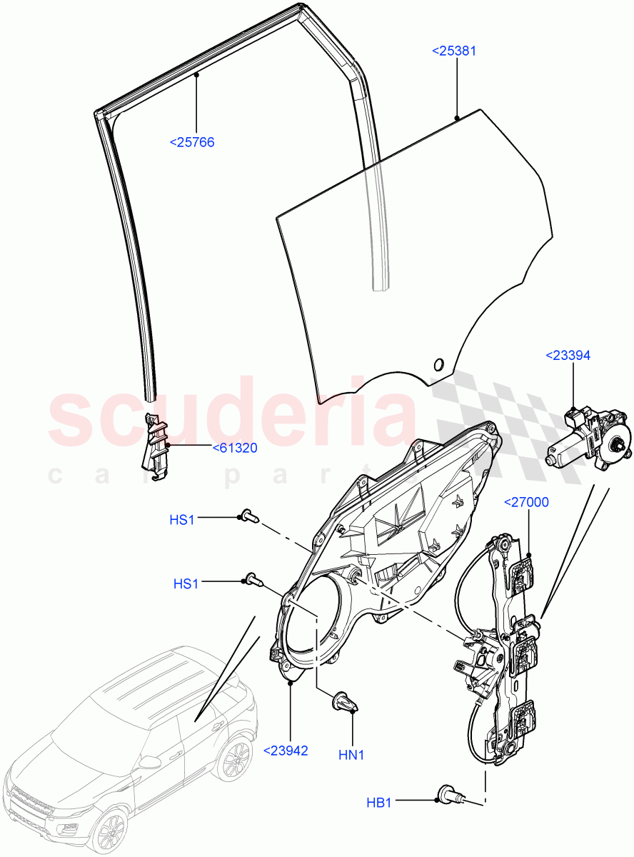 Rear Door Glass And Window Controls (5 Door, Halewood (UK)) of Land Rover Land Rover Range Rover Evoque (2012-2018) [2.0 Turbo Diesel]
