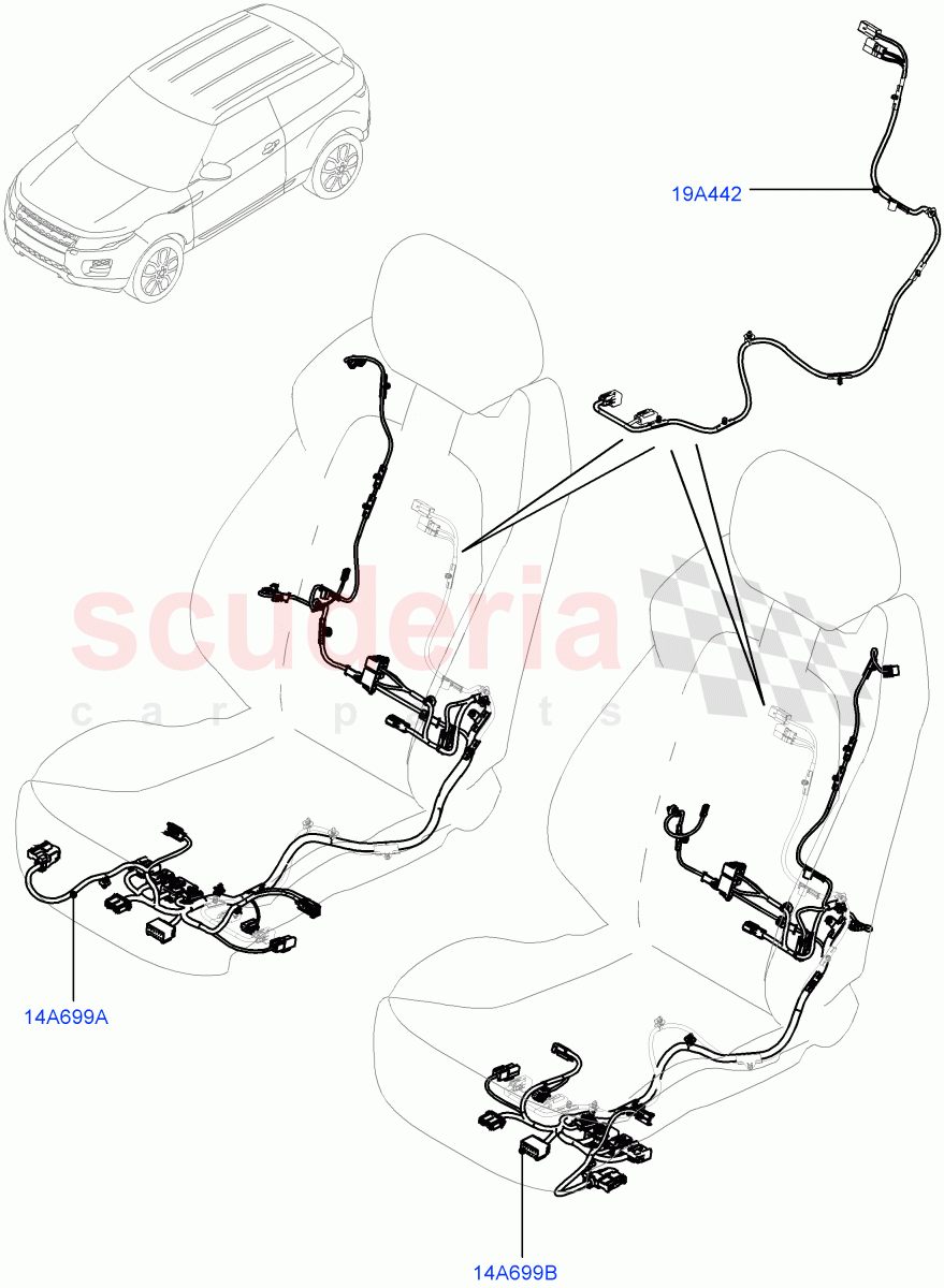 Wiring - Seats (3 Door, Halewood (UK)) ((V) TOFH999999) of Land Rover Land Rover Range Rover Evoque (2012-2018) [2.0 Turbo Petrol GTDI]