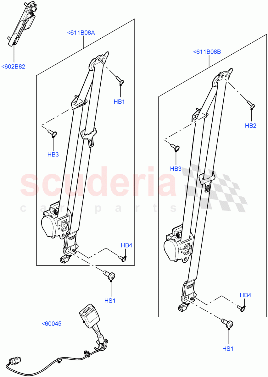 Front Seat Belts (3 Door, Halewood (UK), 5 Door) of Land Rover Land Rover Range Rover Evoque (2012-2018) [2.2 Single Turbo Diesel]
