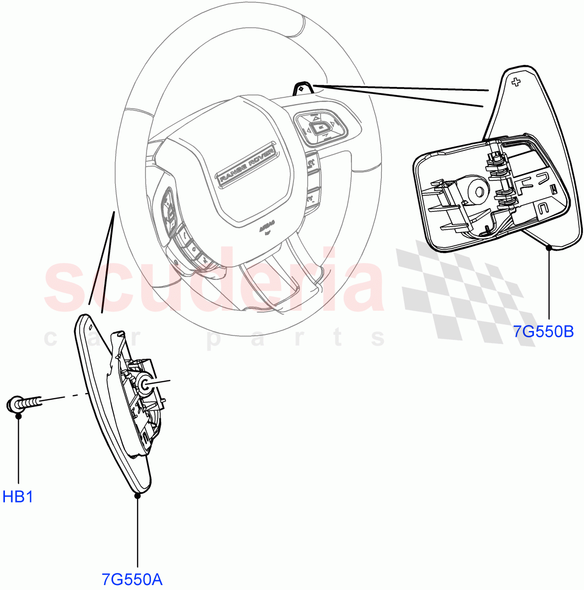 Gear Change-Automatic Transmission (Steering Wheel) (9 Speed Auto AWD, Halewood (UK)) ((V) FROMEH000001) of Land Rover Land Rover Discovery Sport (2015+) [2.0 Turbo Diesel AJ21D4]