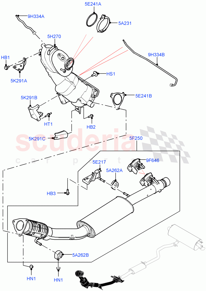 Front Exhaust System (2.0L AJ21D4 Diesel Mid, Bharat VI Emission, Halewood (UK), EU6D - Final (Diesel) Emission, J-WLTP Emission, L7 Emission - Brazil) ((V) FROMMH000001) of Land Rover Land Rover Range Rover Evoque (2019+) [2.0 Turbo Diesel AJ21D4]