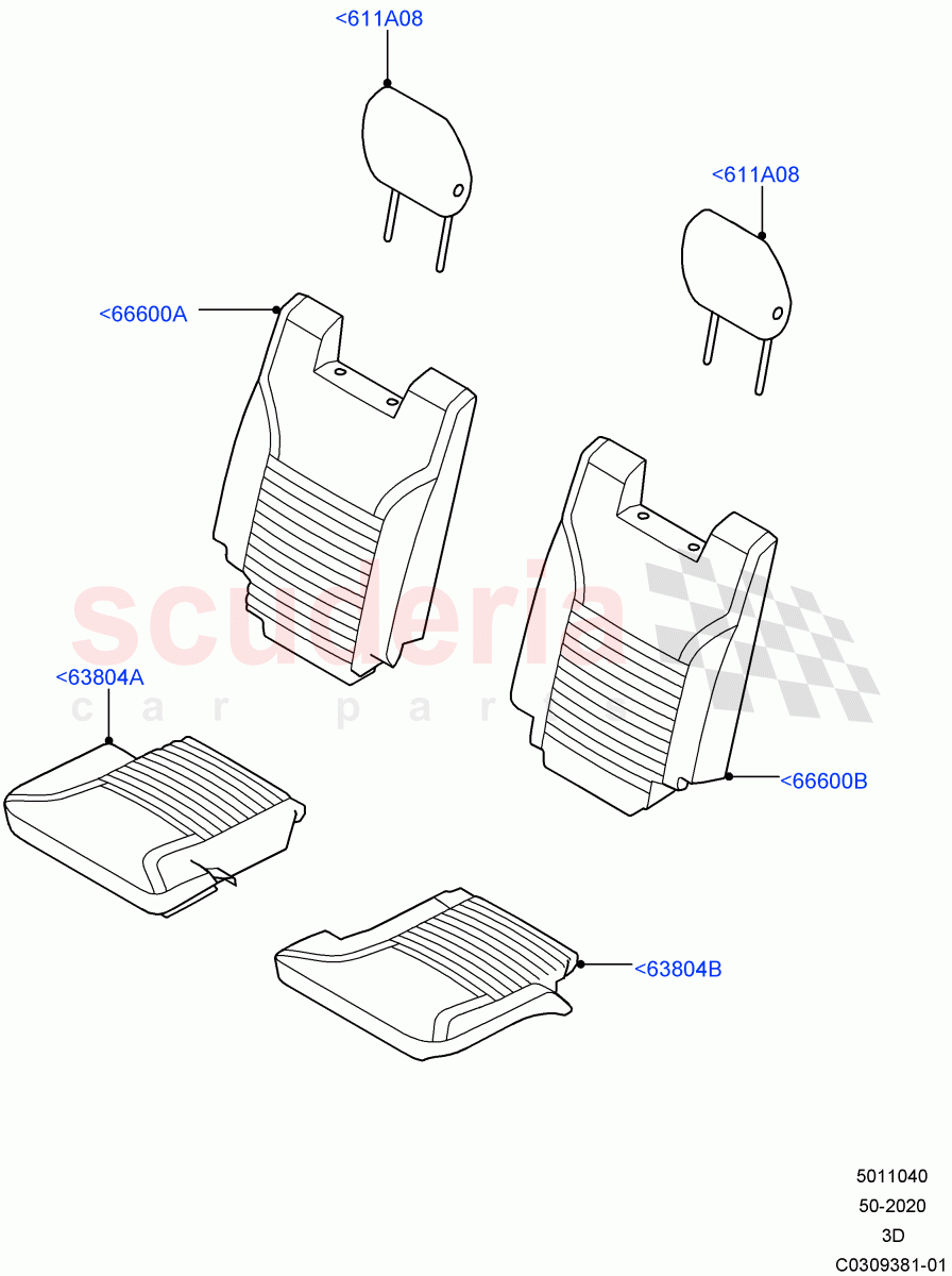 Rear Seat Covers (Nitra Plant Build) (Miko/PVC, With Third Row Power Folding Seat, With 3rd Row Double Seat) ((V) FROMM2000001) of Land Rover Land Rover Discovery 5 (2017+) [3.0 Diesel 24V DOHC TC]