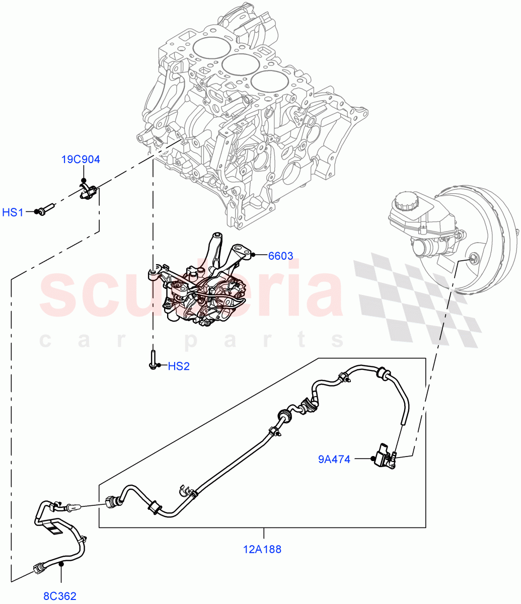 Vacuum Control And Air Injection (1.5L AJ20P3 Petrol High, 8 Speed Automatic Trans 8G30, Changsu (China)) of Land Rover Land Rover Range Rover Evoque (2019+) [1.5 I3 Turbo Petrol AJ20P3]