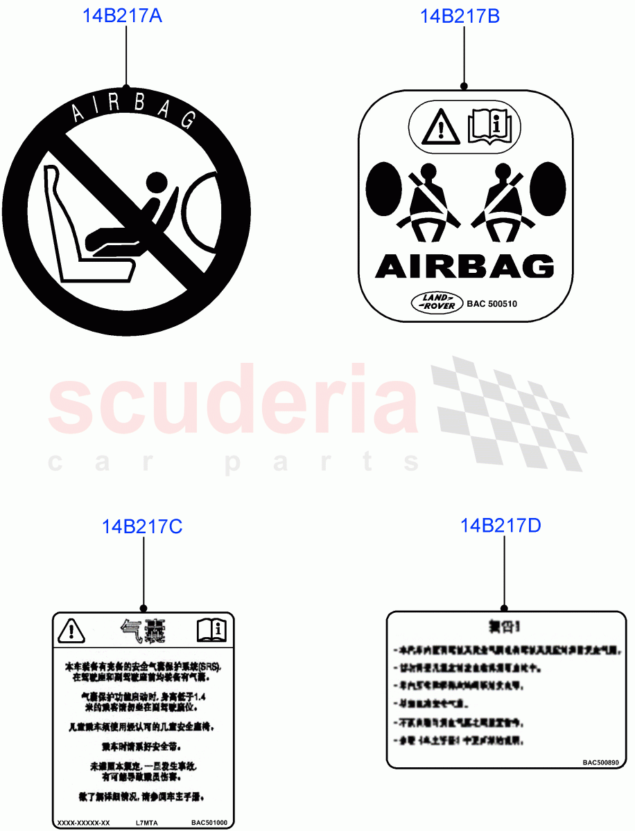 Labels (Air Bag) (Changsu (China)) ((V) FROMEG000001) of Land Rover Land Rover Range Rover Evoque (2012-2018) [2.0 Turbo Diesel]