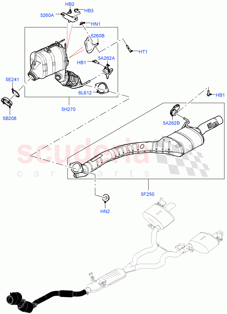 Front Exhaust System (Nitra Plant Build) (3.0L AJ20D6 Diesel High) ((V) FROMM2000001) of Land Rover Land Rover Defender (2020+) [3.0 I6 Turbo Diesel AJ20D6]
