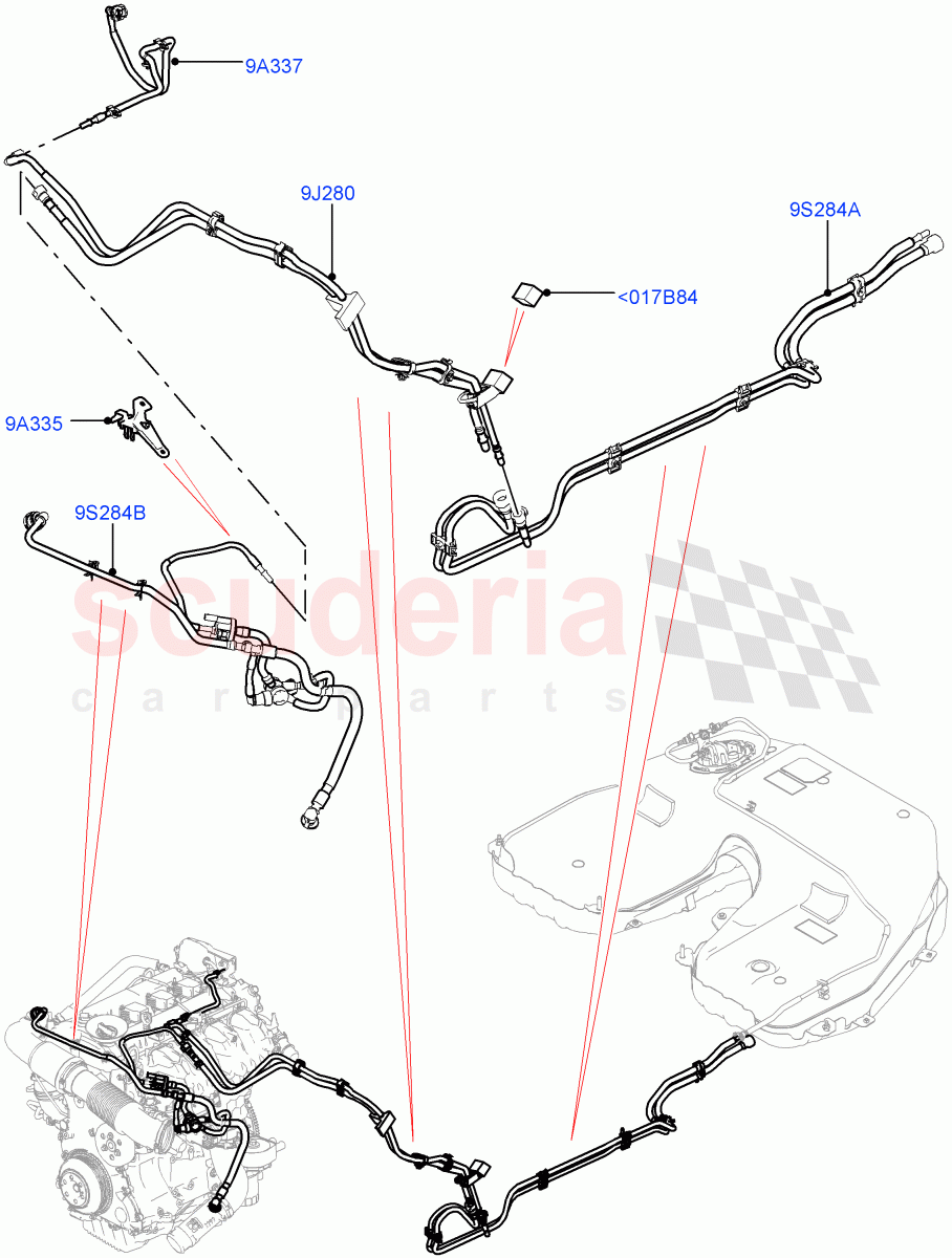 Fuel Lines (Centre And Front) (2.0L 16V TIVCT T/C 240PS Petrol) of Land Rover Land Rover Range Rover Sport (2014+) [2.0 Turbo Petrol GTDI]