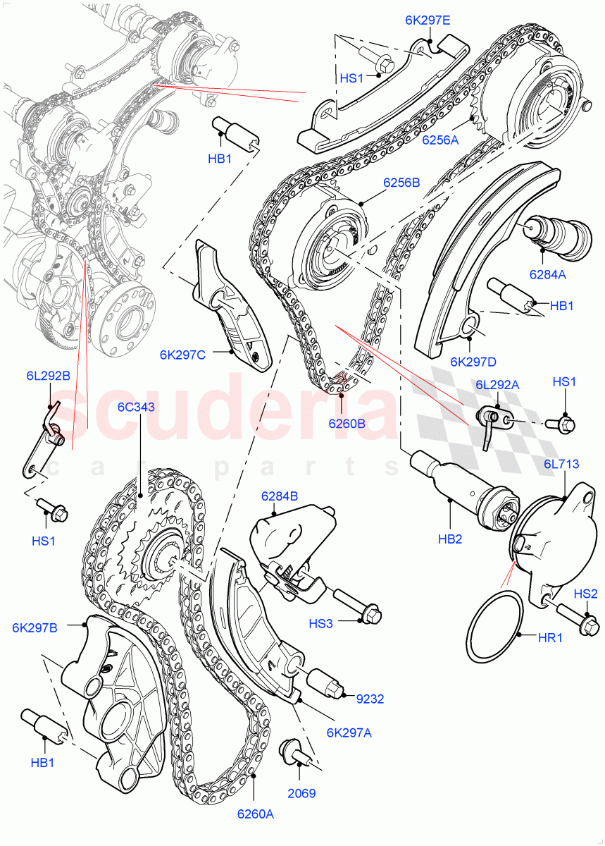 Timing Gear (2.0L AJ20P4 Petrol Mid PTA, Changsu (China)) of Land Rover Land Rover Range Rover Evoque (2019+) [2.0 Turbo Petrol AJ200P]
