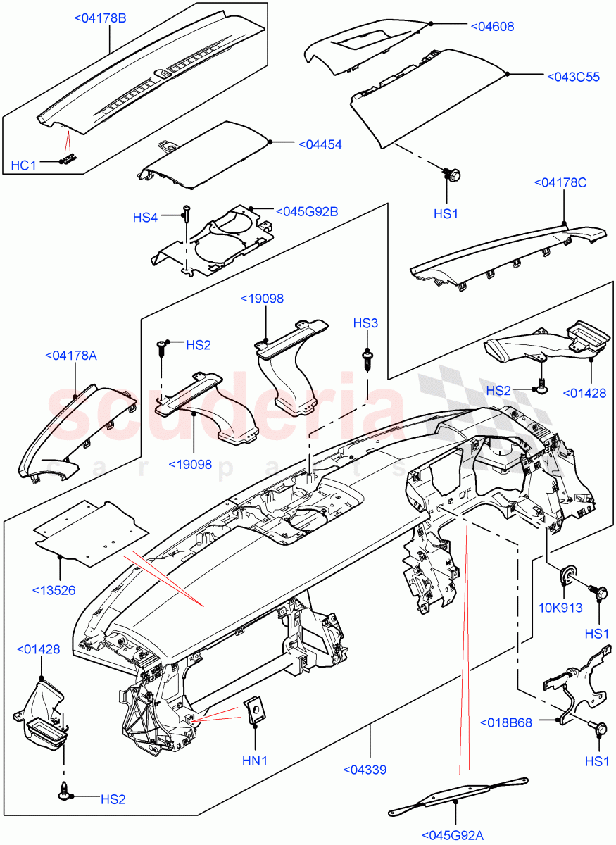 Instrument Panel (Upper, Solihull Plant Build, External Components) (Head Up Display) ((V) FROMHA000001) of Land Rover Land Rover Discovery 5 (2017+) [3.0 DOHC GDI SC V6 Petrol]
