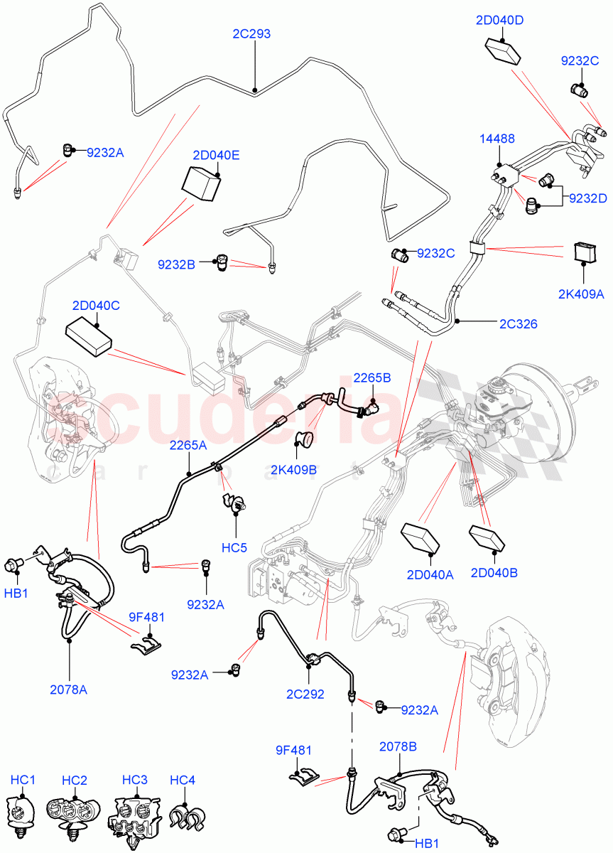 Front Brake Pipes (2.0L AJ200P Hi PHEV, LHD) ((V) FROMJA000001) of Land Rover Land Rover Range Rover (2012-2021) [5.0 OHC SGDI NA V8 Petrol]